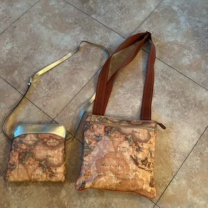 ALVIERO MARTINI 1A CLASSE MEDIUM AND SMALLER GEO LEATHER CROSS BODY BAGS